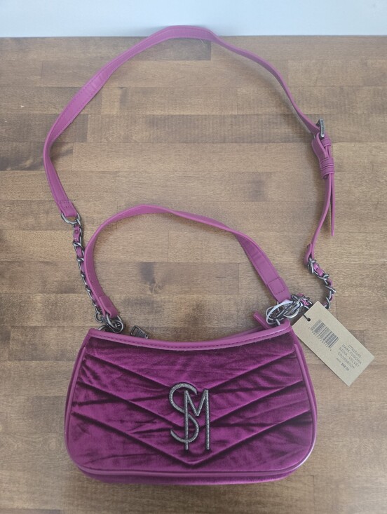 Steve Madden Handbags - New Steve Madden Bzoia Velvet Crossbody Bag Purse Dark Fuchsia Purple Pink
